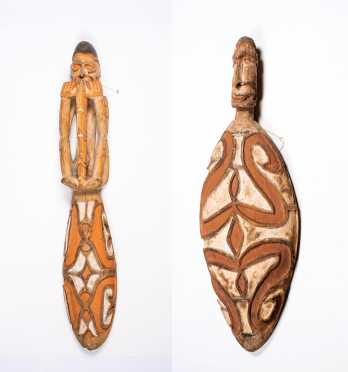 Two Trobriand Islands, Papua, New Guinea Figural Bowls