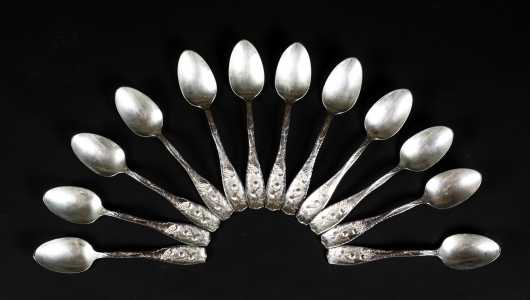 Set of Twelve Sterling Silver Tea Spoons