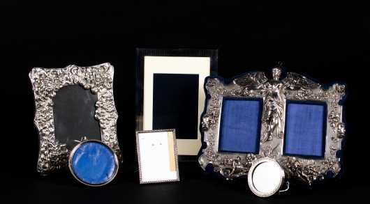 Lot of Six Sterling and Coin Silver Picture Frames