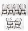 Set of Six Bow Back Windsor Style Dining Chairs