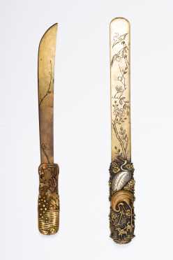 Two Japanese Mixed Metal Page Turner/ Envelope Knives