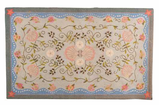 "Claire Murray" Cape Cod Shell Design Scatter Hooked Rug