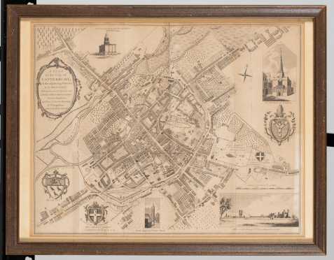 1825 "A Plan of the City of Canterbury" England