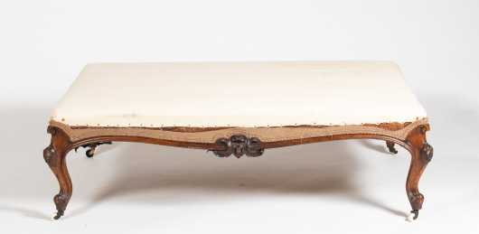 Walnut Victorian Rectangular Low Table Seat