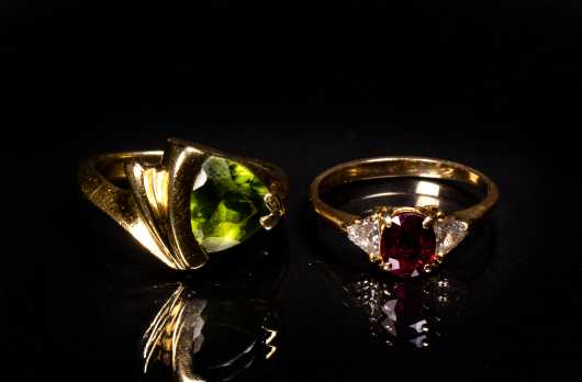Two Gold Gemstone Rings