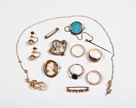 Group of Antique Gold and Cameo Pieces