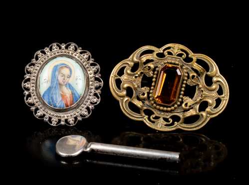 Two Brooches and Tiffany and Co Sterling Toothpaste Roller