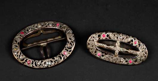 Antique Silver and Brass Buckle Set