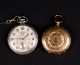 Two Antique Pocket Watches, Chain and Whistle