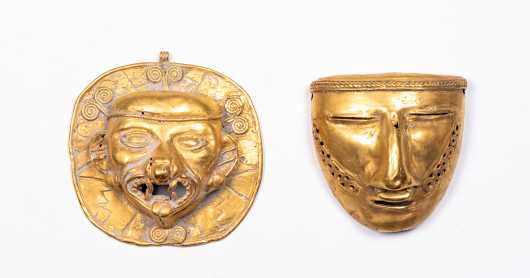 Two Pre-Columbian Tairona Gold Maskettes **AVAILABLE FOR REASONABLE OFFER**