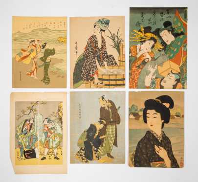 Lot of Six Vintage Japanese Block Prints
