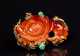 Carved Agate Lotus Brooch