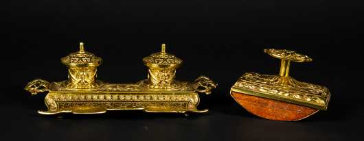 Victorian Brass Desk Set
