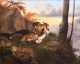 American Fox and Dogs Fighting Painting