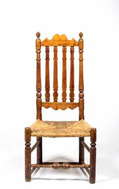 American 18thC Bannister Back Side Chair