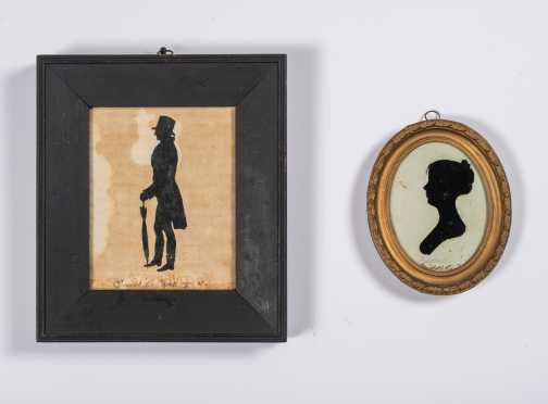 Two Cut Silhouettes of a Gentleman and Lady