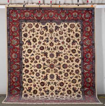 Pakistani Kashan Style Room Size Oriental Rug