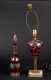 Cranberry Decanter and Bohemian Lamp
