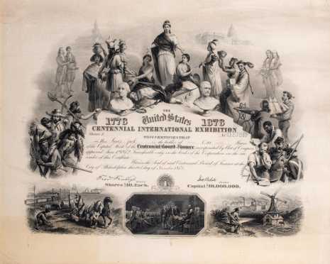 Twenty Shares of Stock "Centennial Board Finance" 1776-1876