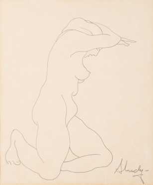 Frederick Charles Shrady Nude Pencil Drawing