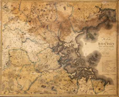 1819 Map of Boston Published "John Giltales" Philadelphia