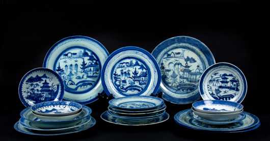 Lot of Twenty Chinese 19thC Canton Plates and Dishes