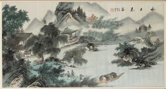 Chinese Hand Colored Scenic Print