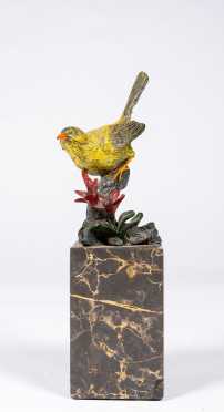Cold Painted Bronze Songbird by "Milo"