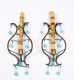 Pair of Bronze and Blue Glass Candle Sconces