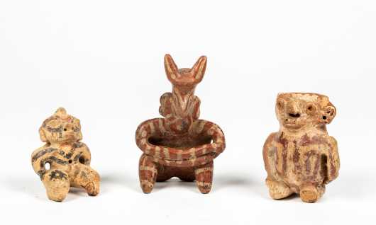 Three Pre-Columbian Decorated Pottery Figures