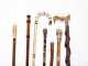 Collection of Seven Vintage Canes and Wood Rack