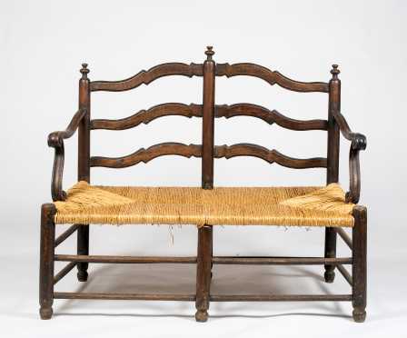 18thC Country French Fruitwood Settee