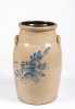 Ottman & Bros, Fort Edward NY Stoneware Floral Decorated Butter Churn