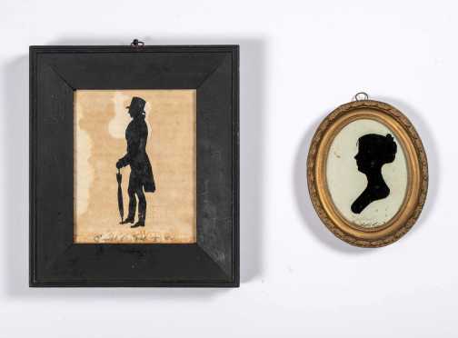 Two Cut Silhouettes of a Gentleman and Lady