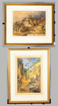 Watercolors by William Brockedon, UK (1787-1854), Attributed, and Heinrich Reinhold, Attributed