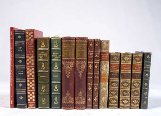 Fourteen Volumes with Leather Bindings, Antiquarian and Modern