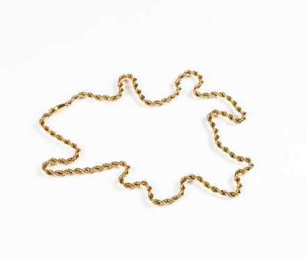 14K Yellow Gold Long Rope Chain Necklace