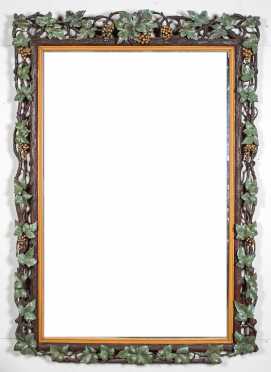 Large Black Forest Carved and Painted Mirror