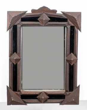 Tramp Art Deep Case Mirror