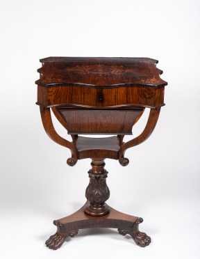 English Regency Inlaid Rosewood Sewing Stand