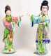 Chinese Enamel on Silver Female Figurines