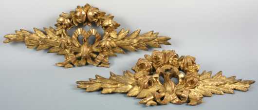 Pair Carved and Gilt Wooden Garnitures