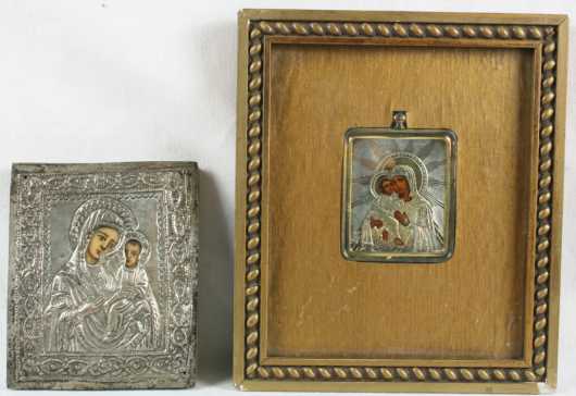 Two Russian School Silver Icons
