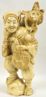 Japanese Carved Ivory Figure of an entertainer
