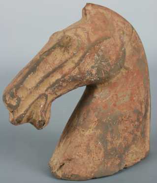 Chinese Tomb Pottery Horse Head, probably Han Dynasty