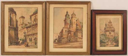 W.  Ladyslaw T. Chemielinski,  pair and a single watercolor paintings