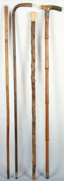 Four Antique Walking Sticks