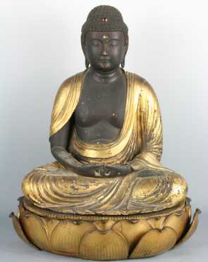 18th century Chinese Carved Wooden Buddha