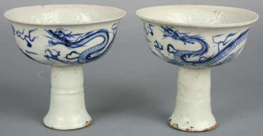 Pair of Chinese Blue and White Cups