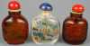 Three Reverse Painted Glass Snuff Bottles